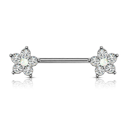 Nipple Piercing Flower Zirconia Silver