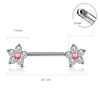 Nippelpiercing Blume Zirkonia Silber