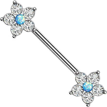 Piercing Capezzolo Fiori d´argento con zirconi