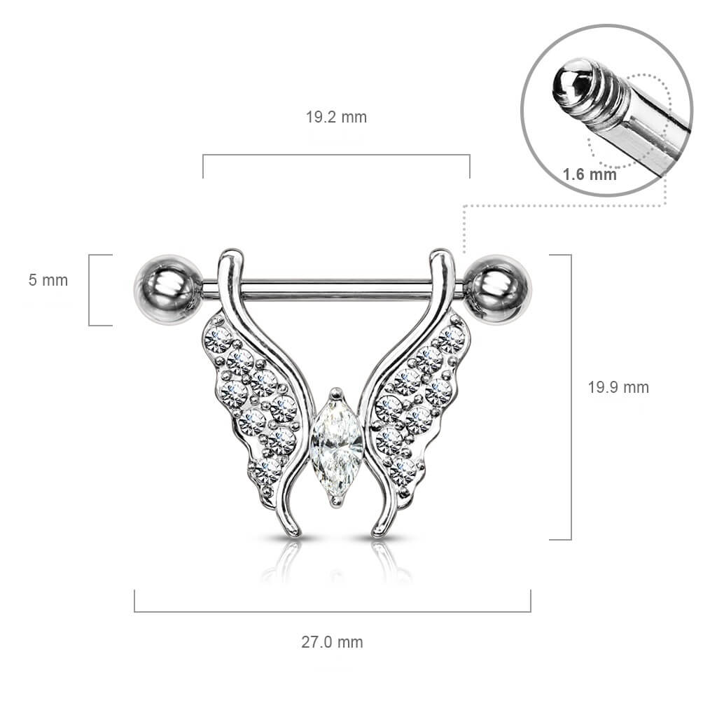 Nipple Piercing Butterfly Zirconia