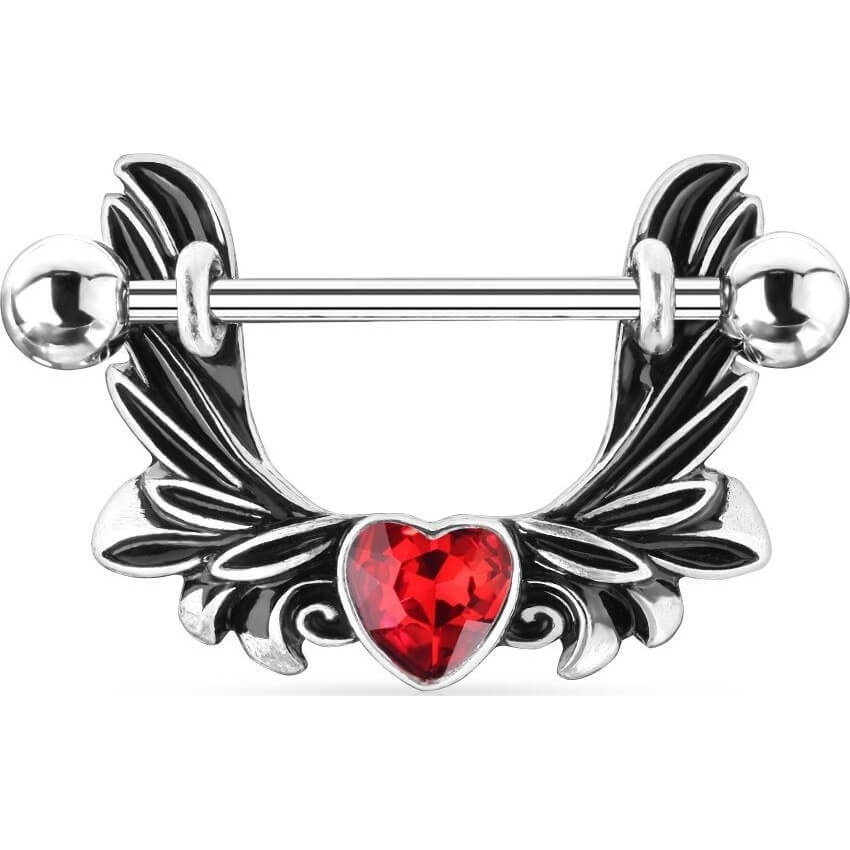 Nipple Piercing Angel Wings Heart Zirconia