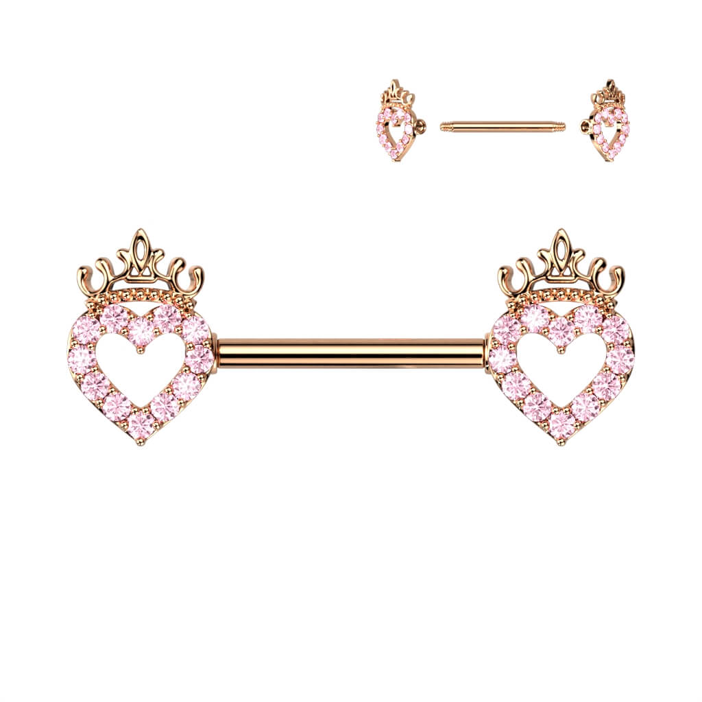 Nipple Piercing Heart Crown Zirconia