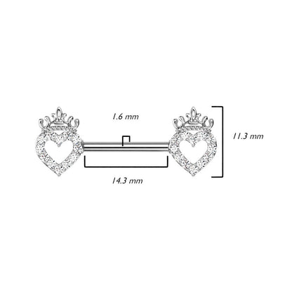 Piercing Capezzolo Cuore di zirconi coronato