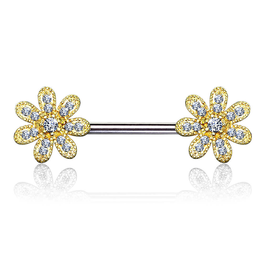 Nippelpiercing Blumen Zirkonia