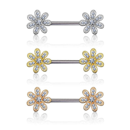 Nippelpiercing Blumen Zirkonia