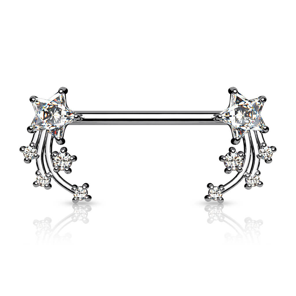 Nipple Piercing Shooting Star Zirconia Silver