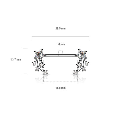 Nippelpiercing Sternschnuppe Zirkonia Silber