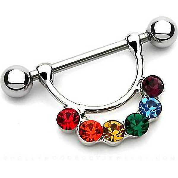 Nipple Piercing Zirconia dangle Rainbow