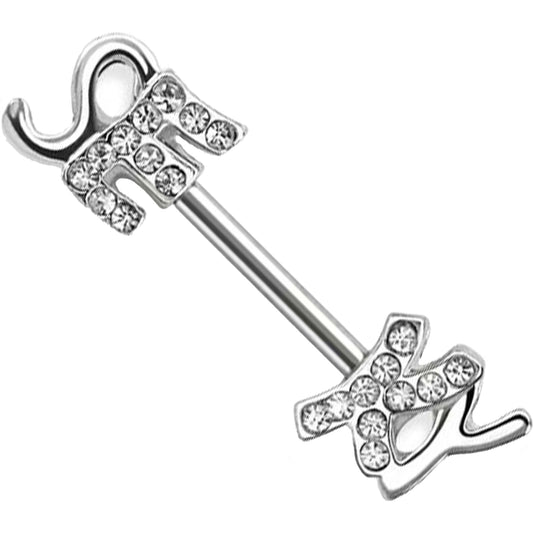 Piercing Capezzolo Scritta SEXY d´argento con zirconi