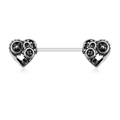 Nipple Piercing Heart Steampunk