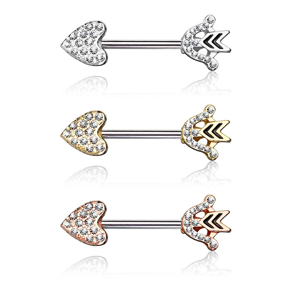 Nipple Piercing Heart Arrow Zirconia