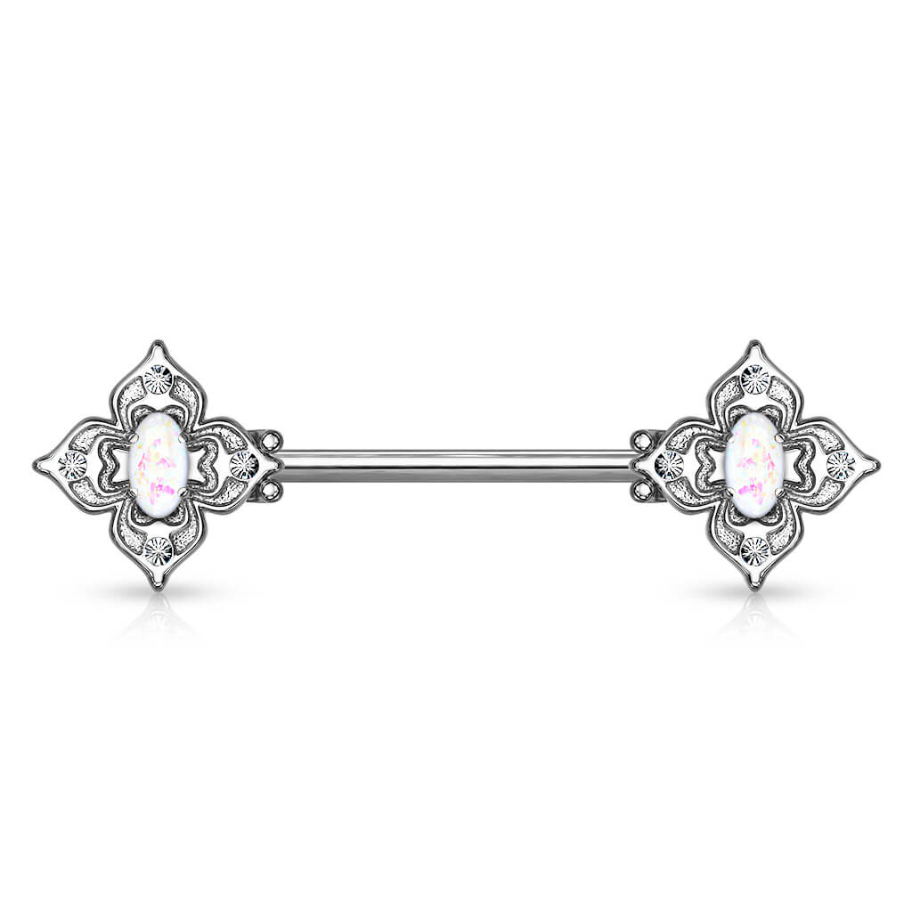 Nippelpiercing Blume Zirkonia Opal