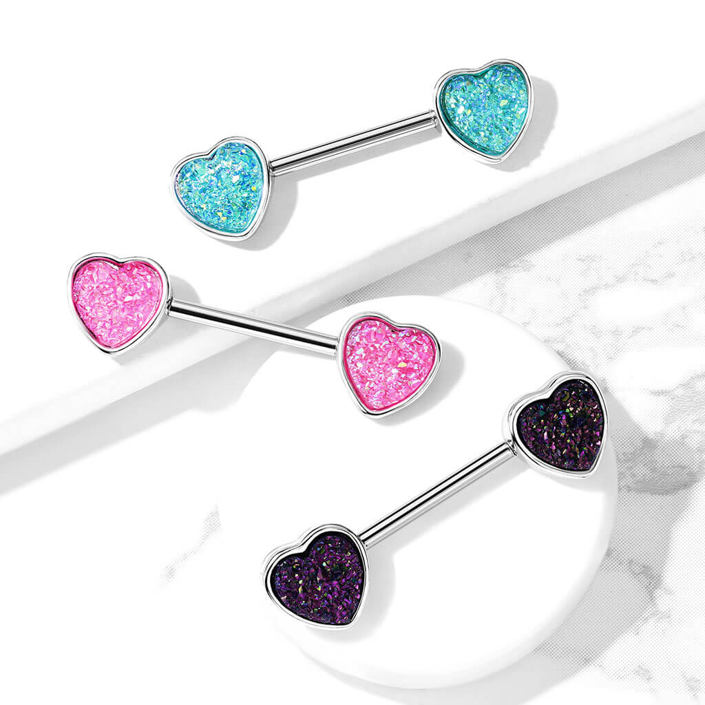 Nipple Piercing Heart shiny synthetic Stone