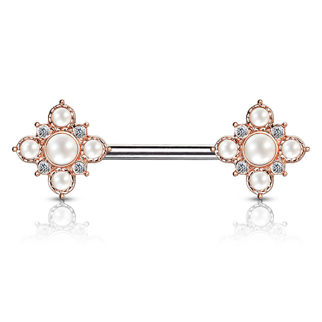 Nipple Piercing Flower Pearls Zirconia