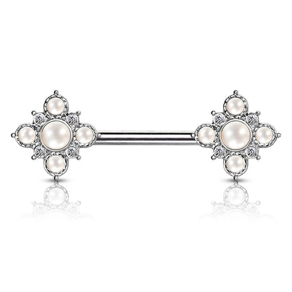 Nipple Piercing Flower Pearls Zirconia