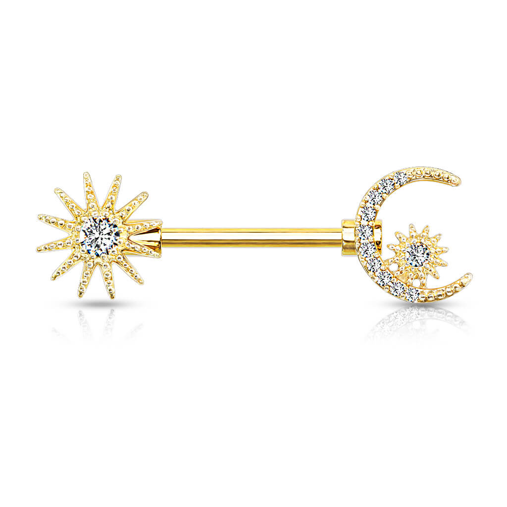 Nipple Piercing Sun Moon Star Zirconia