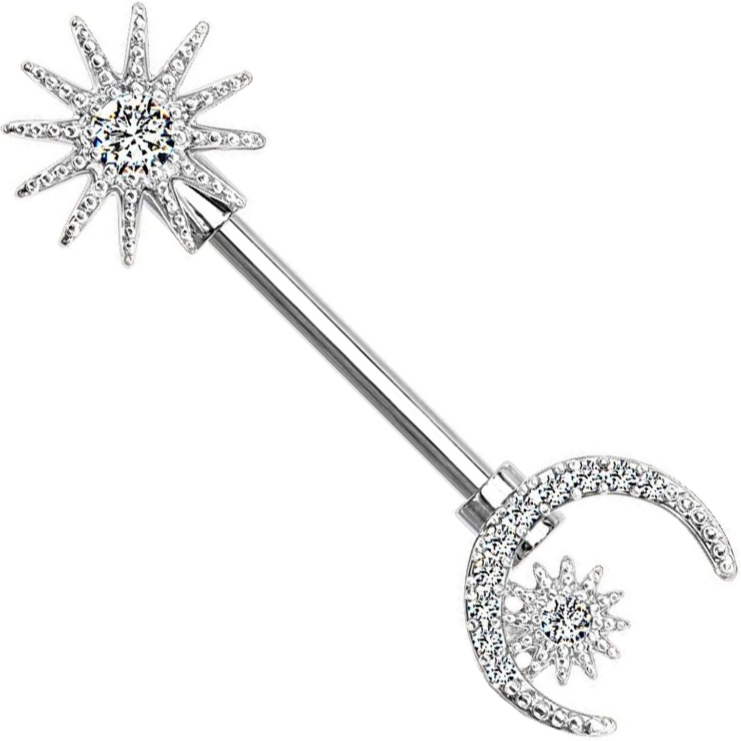 Nipple Piercing Sun Moon Star Zirconia