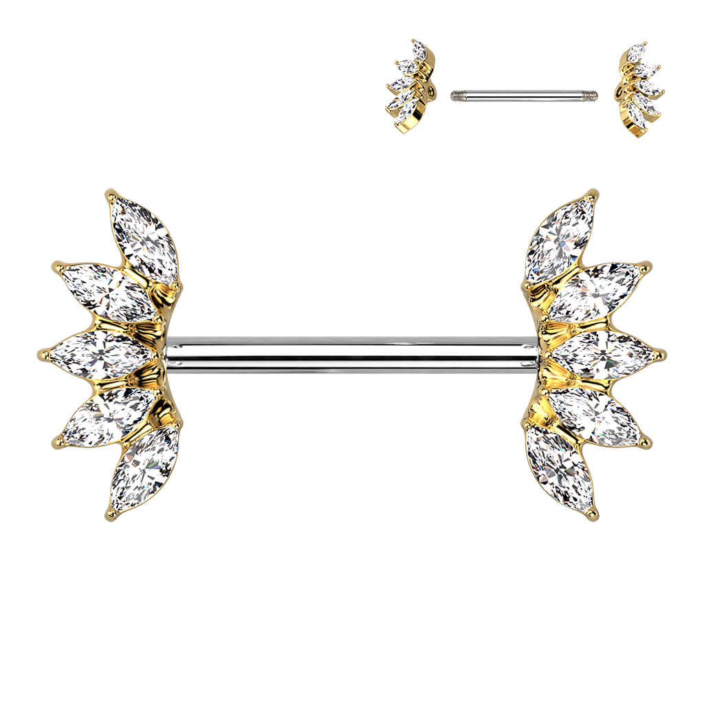 Nipple Piercing Marquise Cut 5 cubic Zirconia