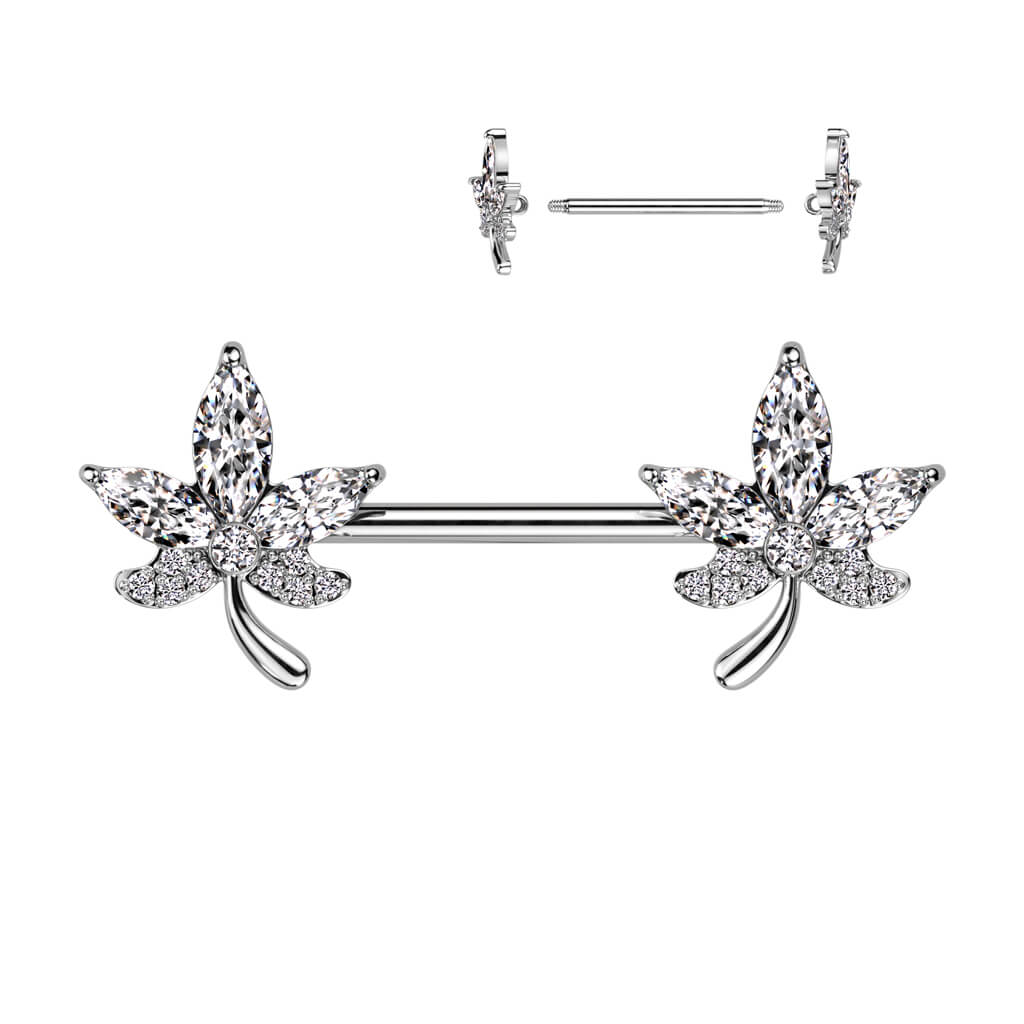 Nipple Piercing Leaves Zirconia