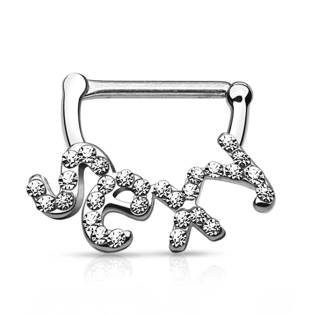 Piercing Capezzolo Scritta SEXY di zirconi Clicker