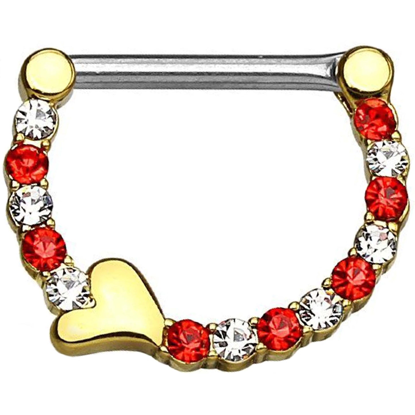 Piercing Capezzolo Cuore con zirconi Clicker