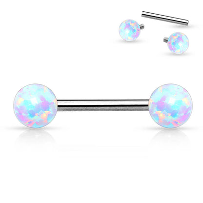 Nipple Piercing Ball Opal Internally Threaded