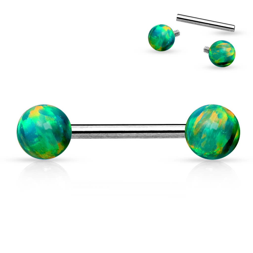 Nipple Piercing Ball Opal Internally Threaded