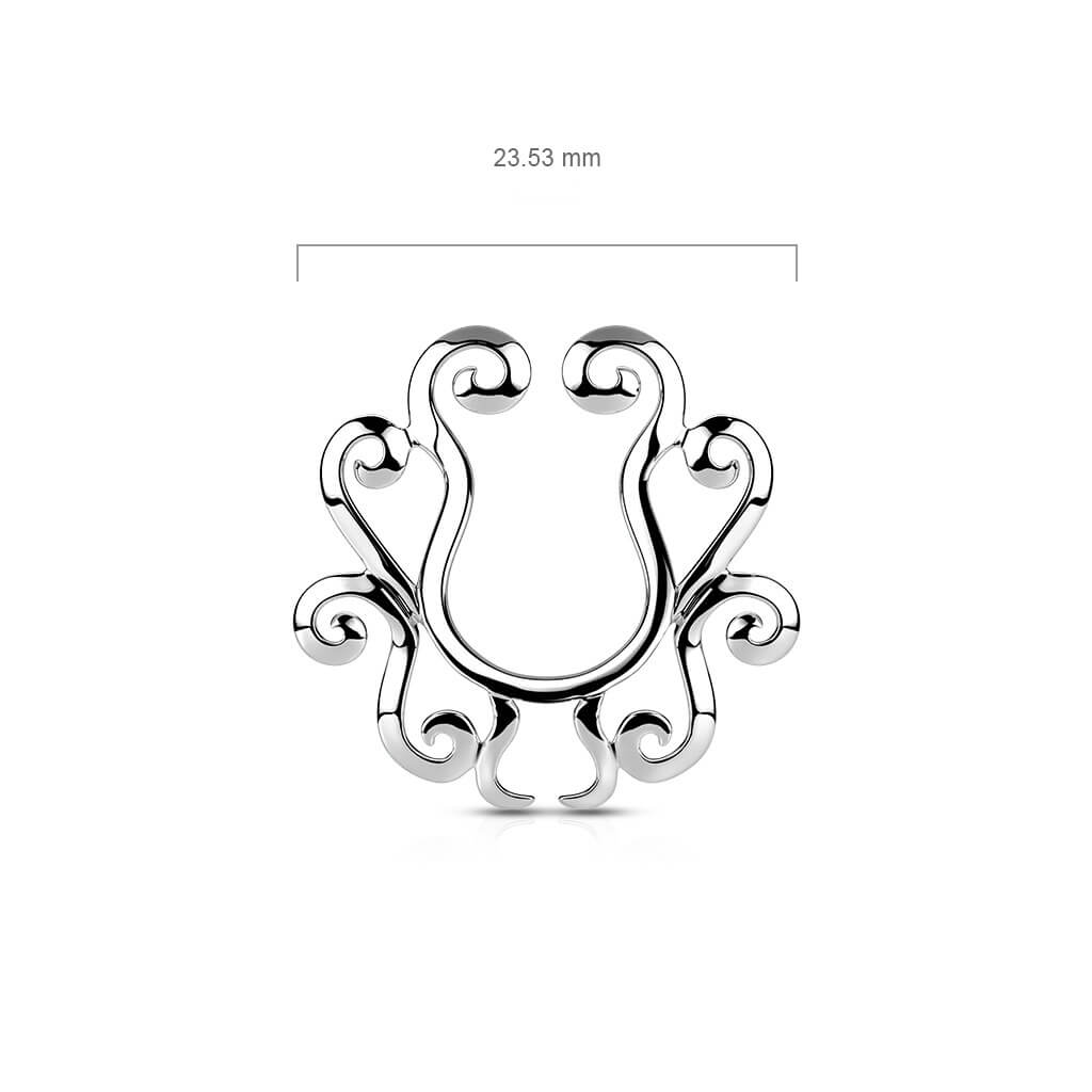 Faux Piercing Tétons Fleur Tribale Argent Pliable