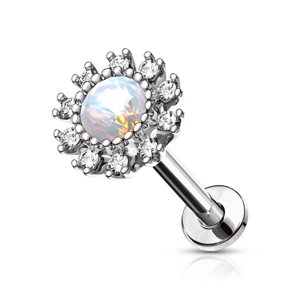 Labret Blume Zirkonia Innengewinde