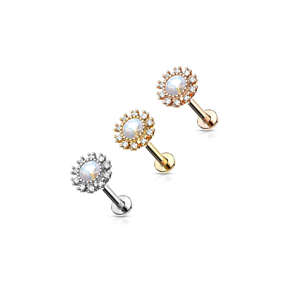 Labret Flower Zirconia Internally Threaded