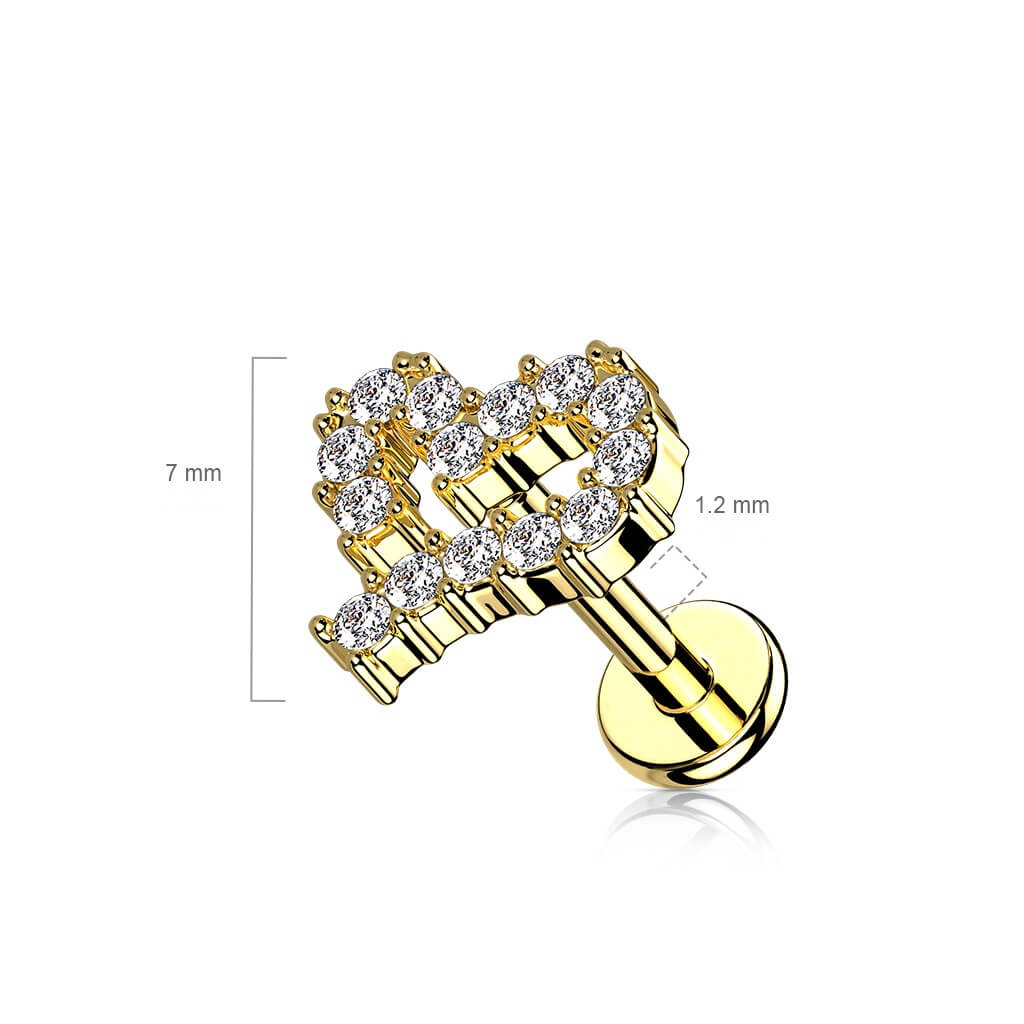 Labret Heart Zirconia Internally Threaded