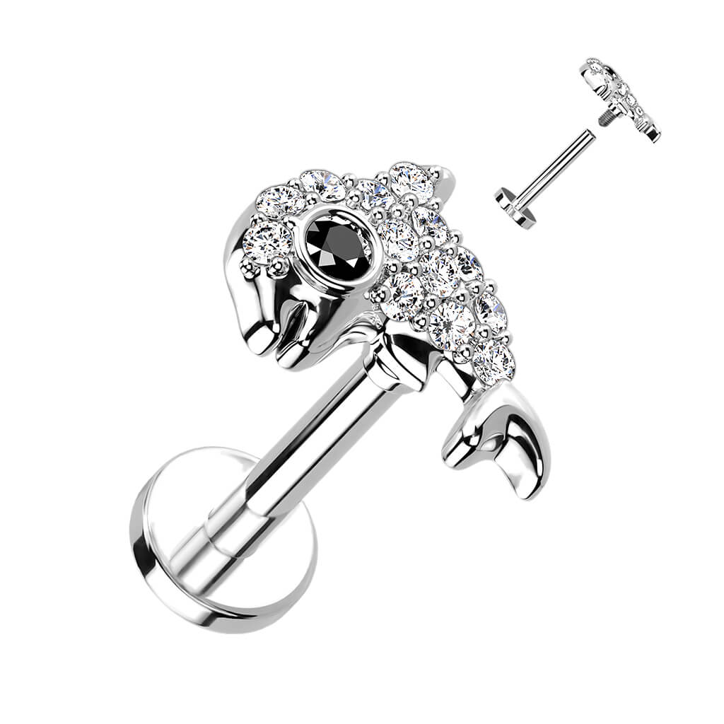 Labret Dolphin Zirconia Internally Threaded