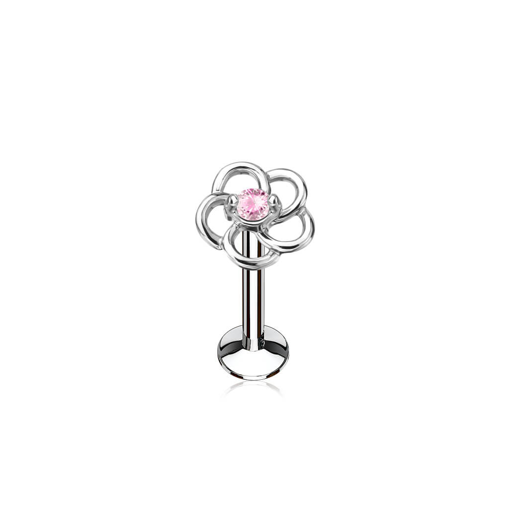 Labret Fleur Zircone Filetage Interne