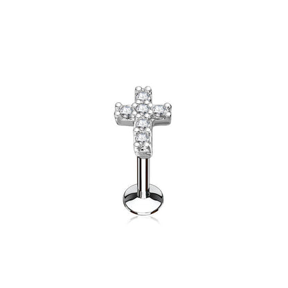 Labret Cross Zirconia Internally Threaded