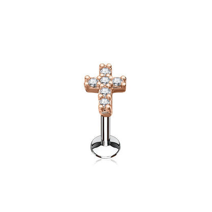 Labret Cross Zirconia Internally Threaded