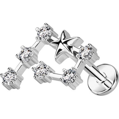 Signo del zodiaco Circonita Plata Rosca interna Labret