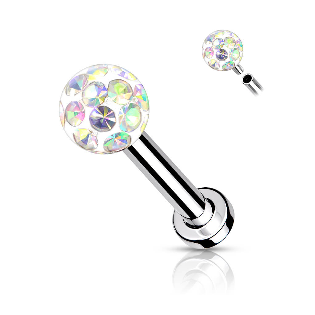 Labret Zirconia Ball Internally Threaded