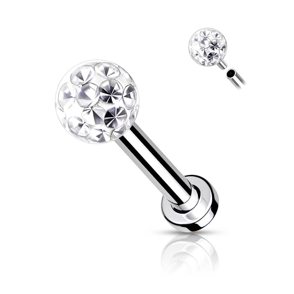 Labret Zirconia Ball Internally Threaded