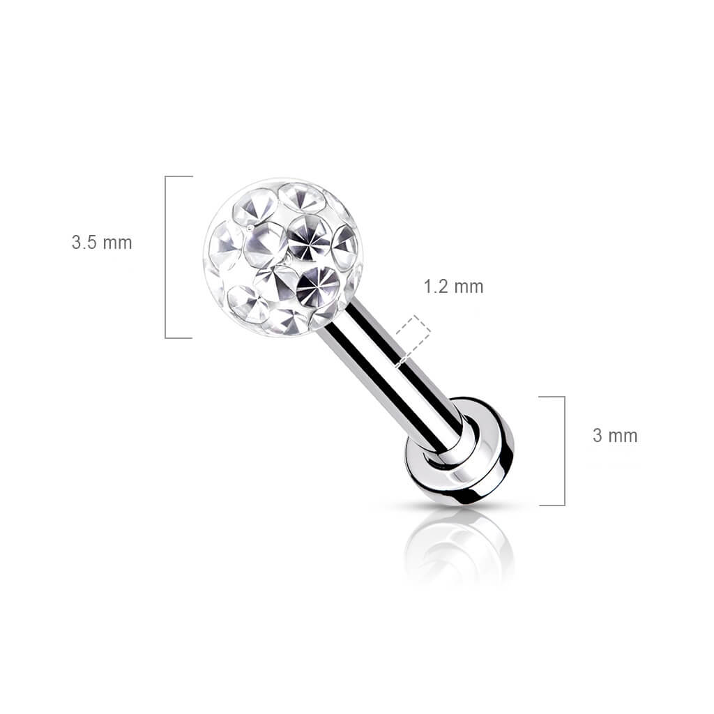 Labret Zirconia Ball Internally Threaded