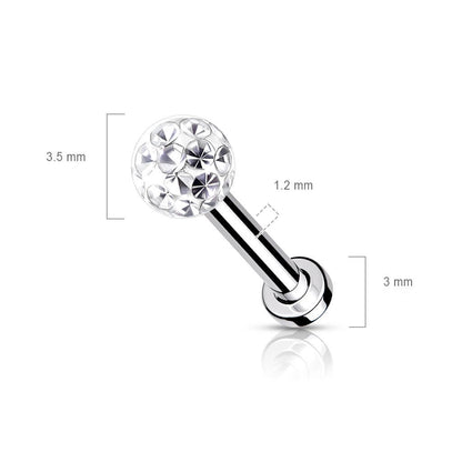 Labret Kugel Zirkonia Innengewinde