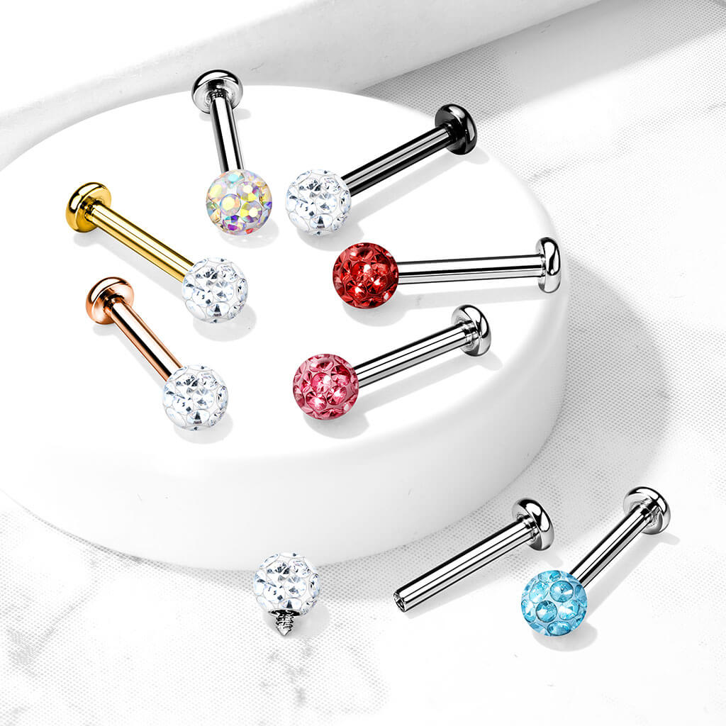 Labret Zirconia Ball Internally Threaded