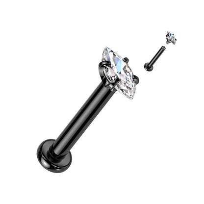 Labret Marquise Zircone Filetage Interne