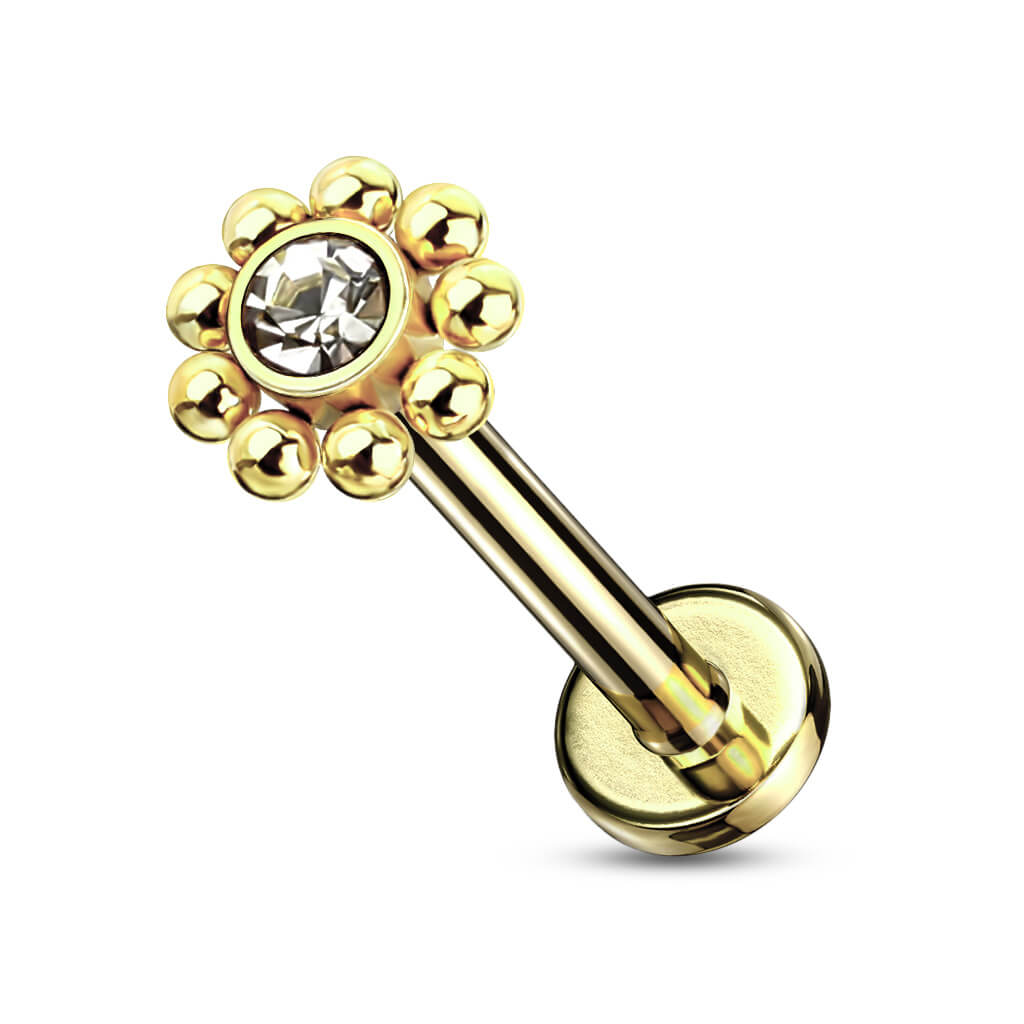 Labret Flower Zirconia Internally Threaded