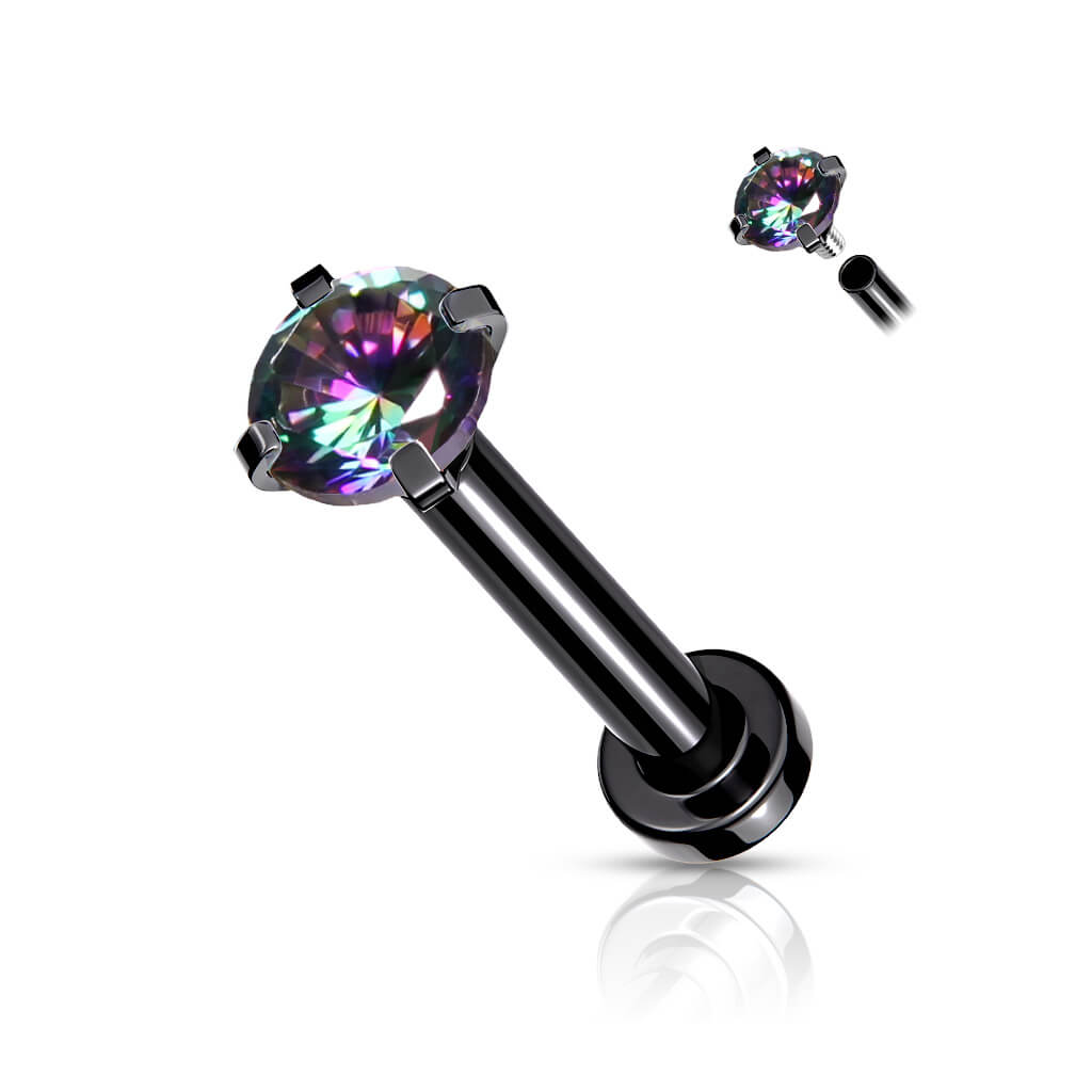 Labret Zirconia dimple setting Internally Threaded