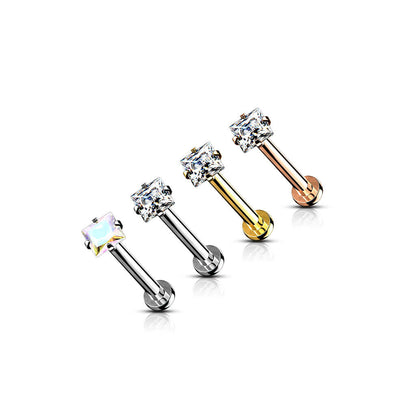 Labret Square Zirconia Internally Threaded