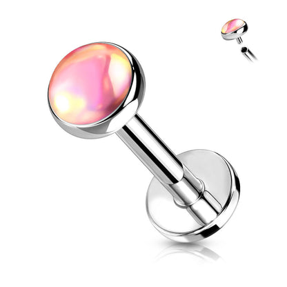 Labret Illuminating Flat synthetic Stone Internally Threaded