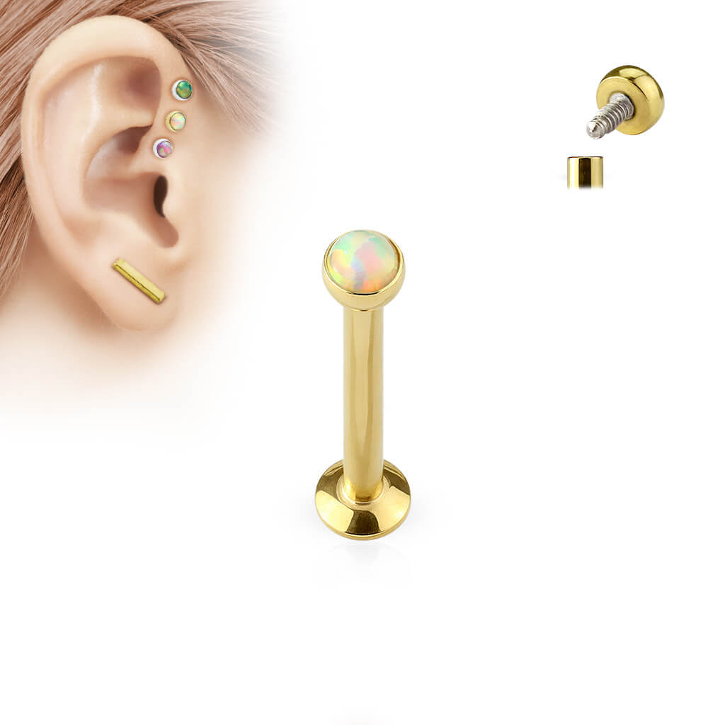 Labret Opal Flat Internally Threaded