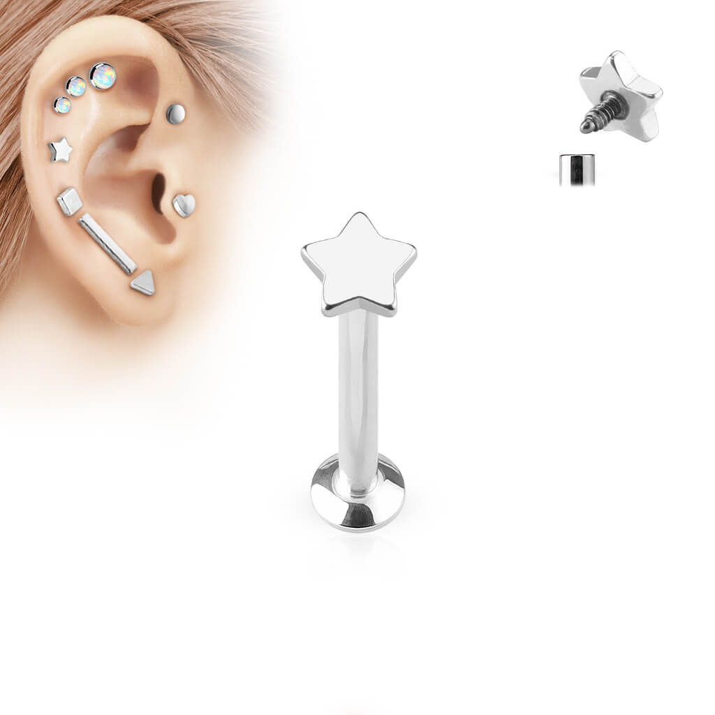 Labret Star Internally Threaded