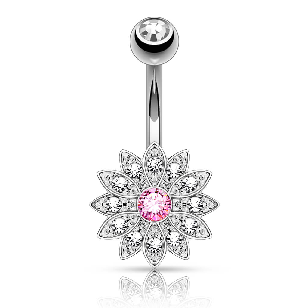 Piercing Nombril Fleur Zircone