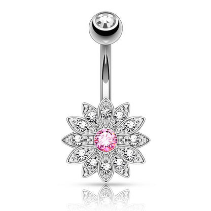 Belly Button Piercing Flower Zirconia